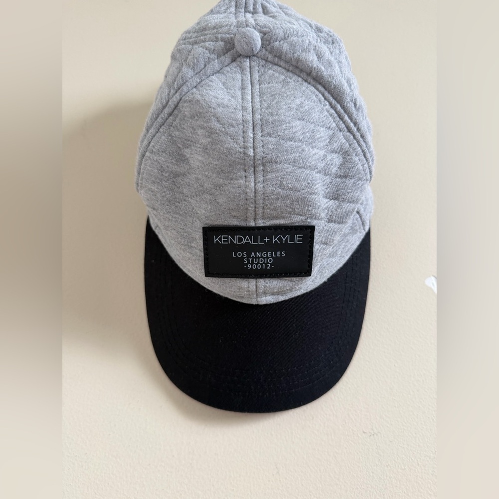 Kendall & Kylie Light Gray Quilted Cap with Black Patch